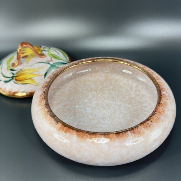 Vintage Italian Pottery Covered Dish Container Jar Box With Lid Venetian Italian - Picture 5 of 15